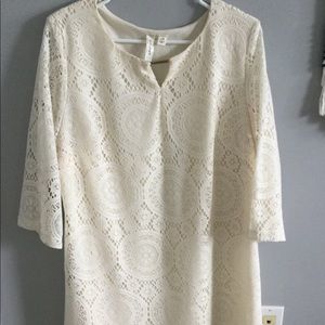Lace mid sleeve dress